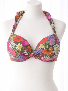 Salt + Cove Pink and Orange Floral Push up Bikini Top with Underwire NWT